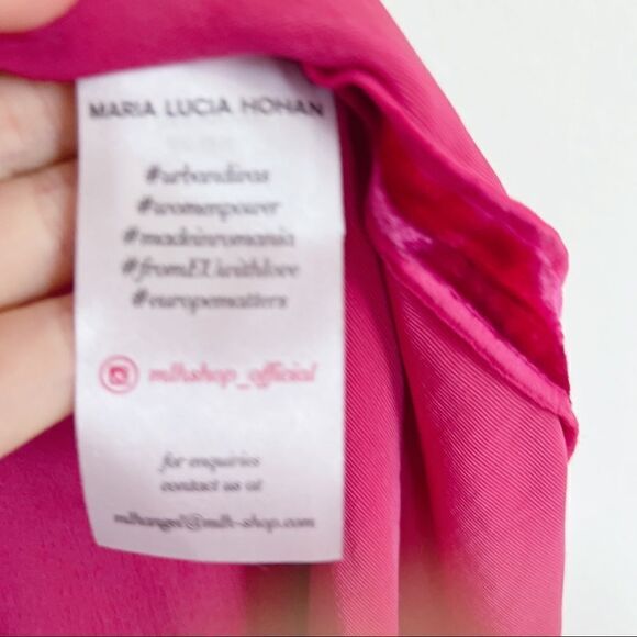 Maria Lucia Hohan Nola silk blend Dress Fuchsia Pink Velvet Size 34 - Picture 11 of 12